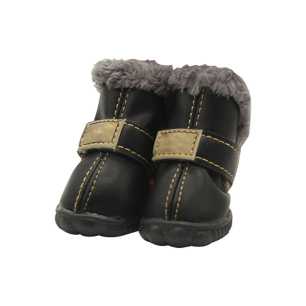 Greeniant TureClos, 4 Uds., zapatos para perros, botas de nieve impermeables de lana difusa cálida, calzado de invierno para mascotas de cuero PU Ropa para mascotas negro tipo 3 Greeniant PT000057-08B