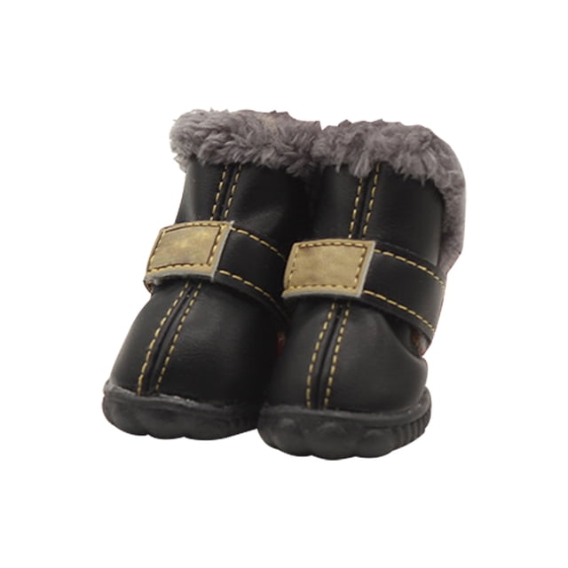 Billuyoard 4pcs zapatos para mascotas botas de nieve impermeables cuero de la PU calzado de invierno para mascotas Ropa para mascotas negro Tipo 2 Billuyoard PT000057-07B