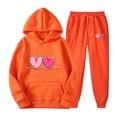 thumbnail image 2 of Feancey Valentines Day Sweatsuit for Women Plus Size Casual Hooded Set Novelty Love Heart Print Hoodies and Lounge Pants Two Piece Sets Orange XXL, 2 of 7