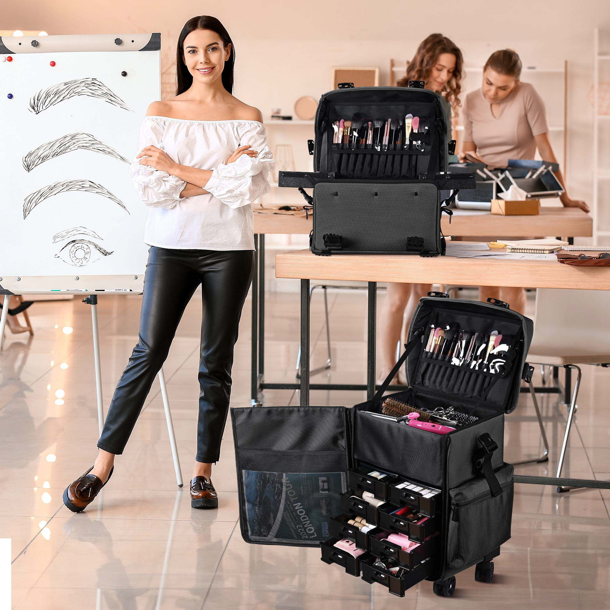 BYOOTIQUE 2in1 メイクボックス キャリーケース 3way 大容量 プロ用 鏡 鍵付き メイク キャリー キャスター付き メイク BYOOTIQUE 2in1 メイクボックス プロ  | BYOOTIQUE 2IN1 メイク