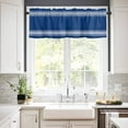 thumbnail image 3 of Blue Striped Kitchen Curtain Set, Farmhouse Blue White Stripes Window Valance and Tiers 36" Length, Light Filtering Short Curtains Valance for Cafe Bathroom Bedroom 54"x18", 3 of 7