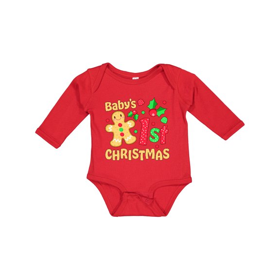 Inktastic Baby's First Christmas -gingerbread Cookie Boys or Girls Long Sleeve Baby Bodysuit