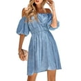 thumbnail image 4 of Qiylii Women 2023 Summer Dresses, Short Sleeve Off Shoulder High Waist Street Party Short Dress, 4 of 9
