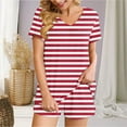 thumbnail image 2 of Summer Plus Size Two Piece Outfits for Women Fashion Striped Casual Home Two-piece V-neck Top With Pocket Shorts Set, 2 of 6