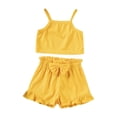 thumbnail image 2 of Agkizg 2PC Solid Sleeveless Tank Top Elastic Waist Bow Shorts Set Cute Summer Outfits (Toddler Girl's or Girl's),2-Piece Set,Sizes 0-18 Months, 2 of 5