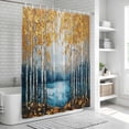 thumbnail image 5 of Blue Yellow Oil Painting Shower Curtain Set - Standard 72" x 72" Washable Bathtub Curtain with 12 Hooks, Modern Tree Art Contemporary Waterproof Fabric Stall Shower Curtains for Bathroom Décor, 5 of 6