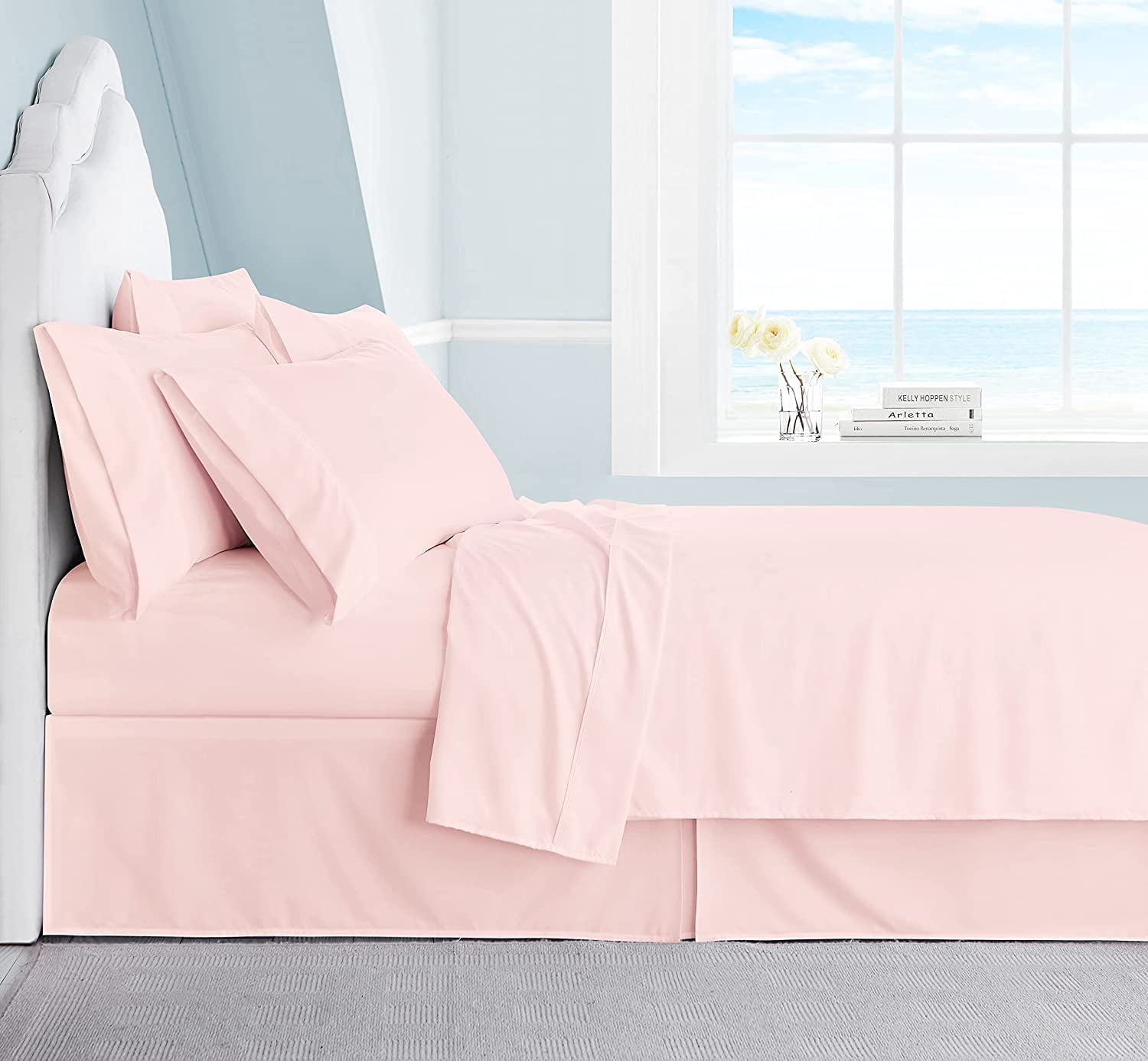 Swift Home Luxury 6-Piece Sheet Set with Extra Pillow Case, Queen, Blush