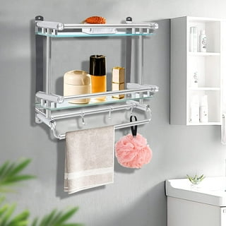 VOLPONE Bathroom Shelves Wall Mounted Glass Shelf for Bathroom Floating  Shelf Tempered Glass Black Bathroom Wall Organizer 2-Tier - Yahoo Shopping