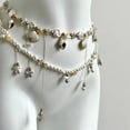 thumbnail image 4 of Double Layer Pearls Conch Shell Tassels Waist Jewelry Coastal Beach Body Chain for Women Girls Portable Alloy Designs, 4 of 7