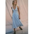 thumbnail image 2 of Women Casual Summer Smocked V Neck Beach Striped Sleeveless Sundress Flowy Long Dress with Pockets Light Blue S, 2 of 5