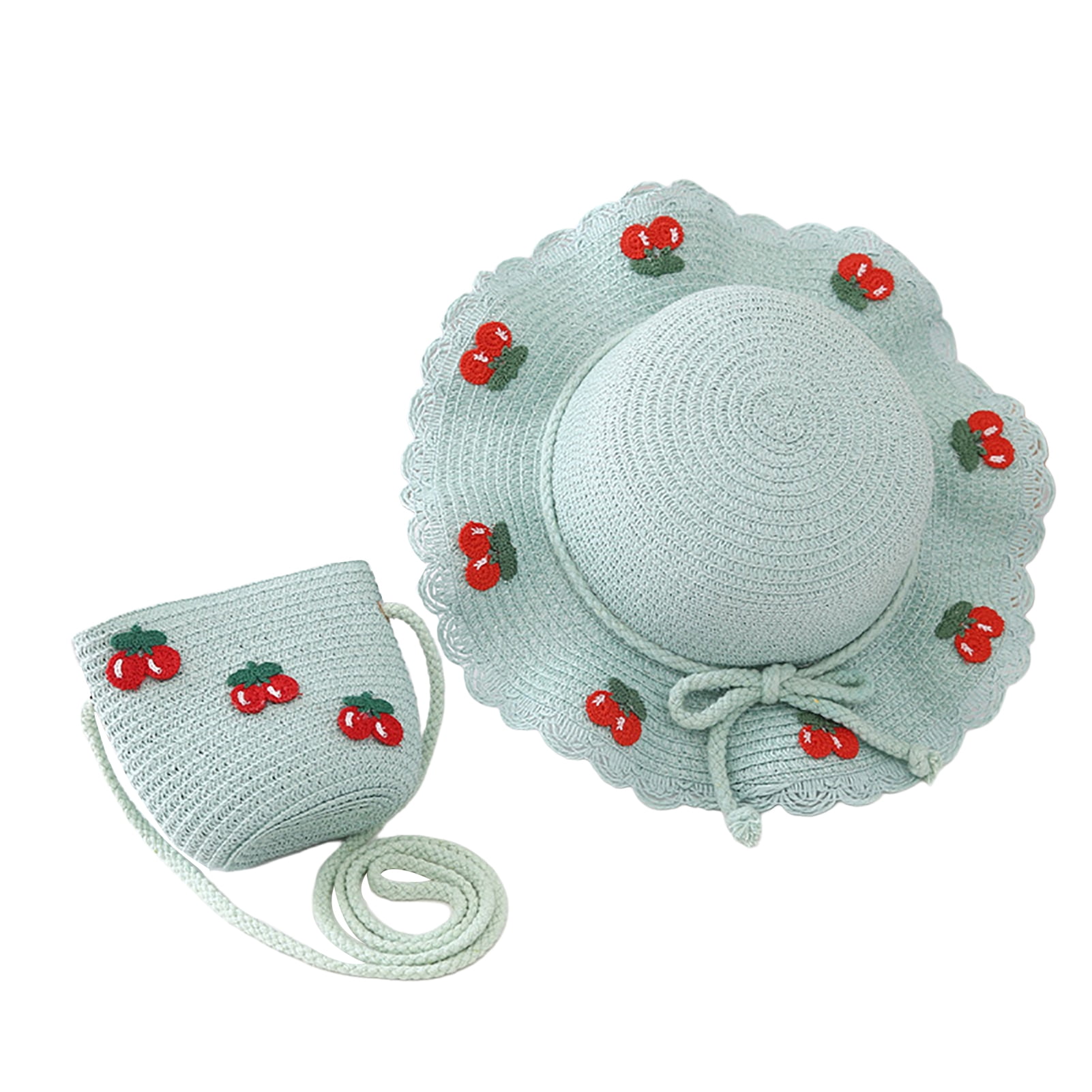 Kids Straw Hat With Cat Ears – Bowler Derby Sunhat For Girls – Beach & Summer