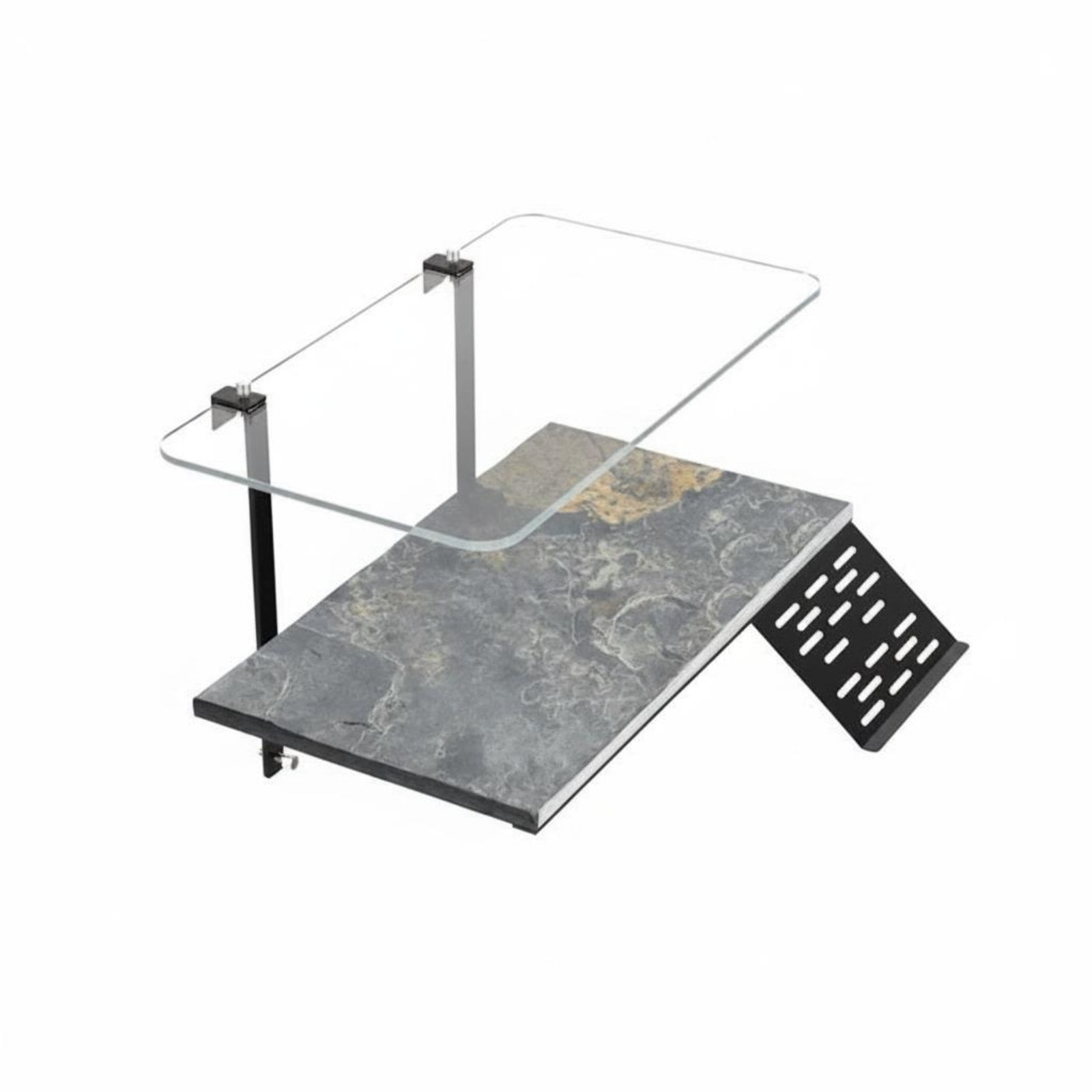 amagogo Turtle Basking Dock Rock Platform Stainless Steel Hangers High Temperature Resistant for Glass Tank Aquariums