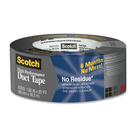 Scotch, MMM2420, Tough No-residue Duct Tape, 1 Roll, (Best Way To Remove Duct Tape Residue From Car)