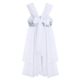 thumbnail image 4 of Venjoe Kids Sequin Ballet Dress Sparkly Dance Leotard Girls Shiny Lyrical Dress Princess Bow Back White M, 4 of 7