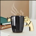 thumbnail image 3 of Taza De Cerámica De Café Para Hombre Forma Revolver Pistola 400ml Dorado, 3 of 3