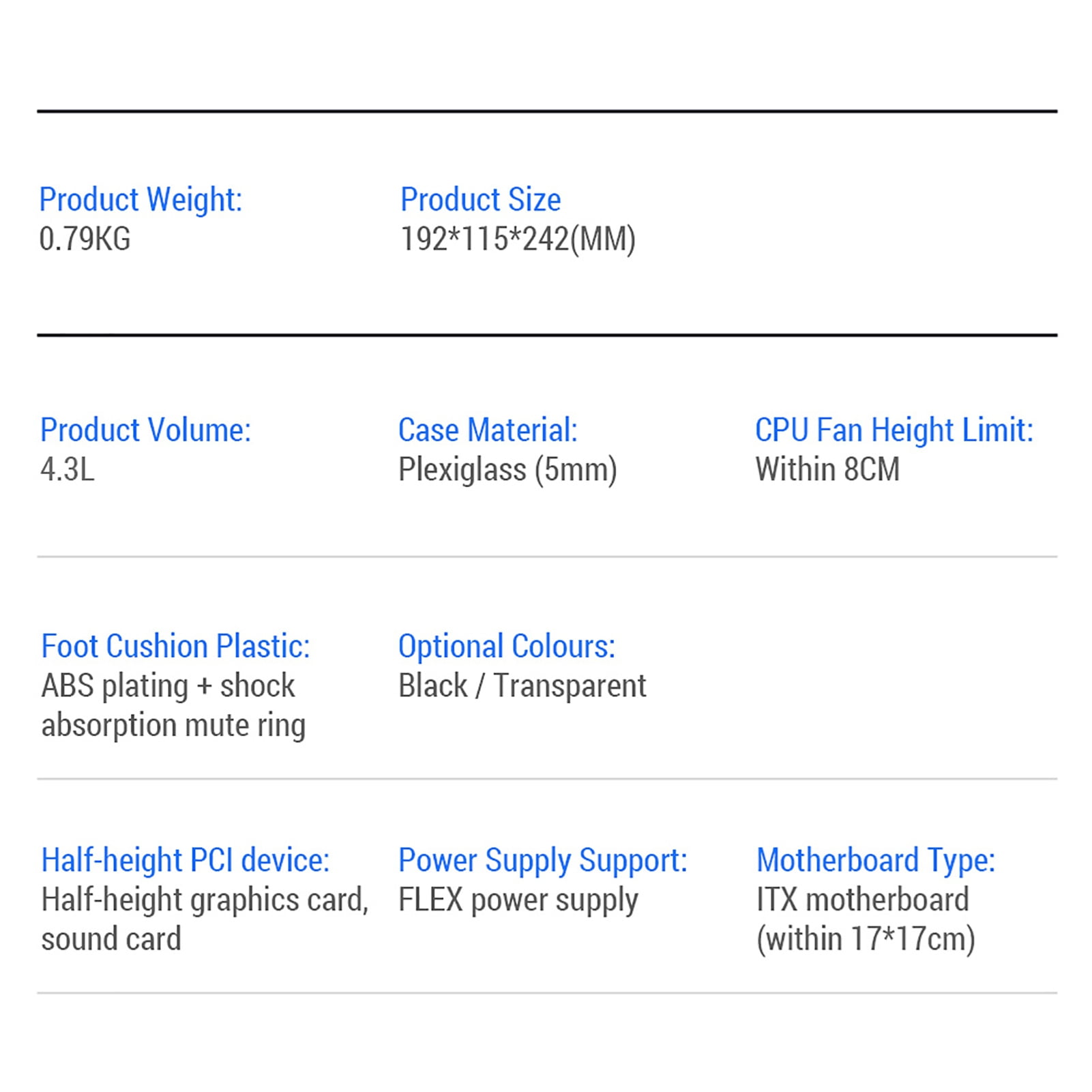 Chassis Portable Small Computer Case Plexiglass Shell Compact PC Case Desktop PC Case Mini-ITX Motherboard  Power Supply