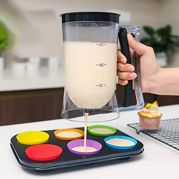 Cupcake Dough Dispenser - Designed for easy pouring out - Non-stick and space saving, perfect for making cupcakes, waffles,cakes