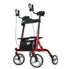 Zler Upright Rollator Walker, Stand Up Rollator Walker with 10” Front Wheels, Folding Rollator Walker Back Erect Rolling Mobility Walking Aid with Backrest for Elderly, Seniors Adults, Red