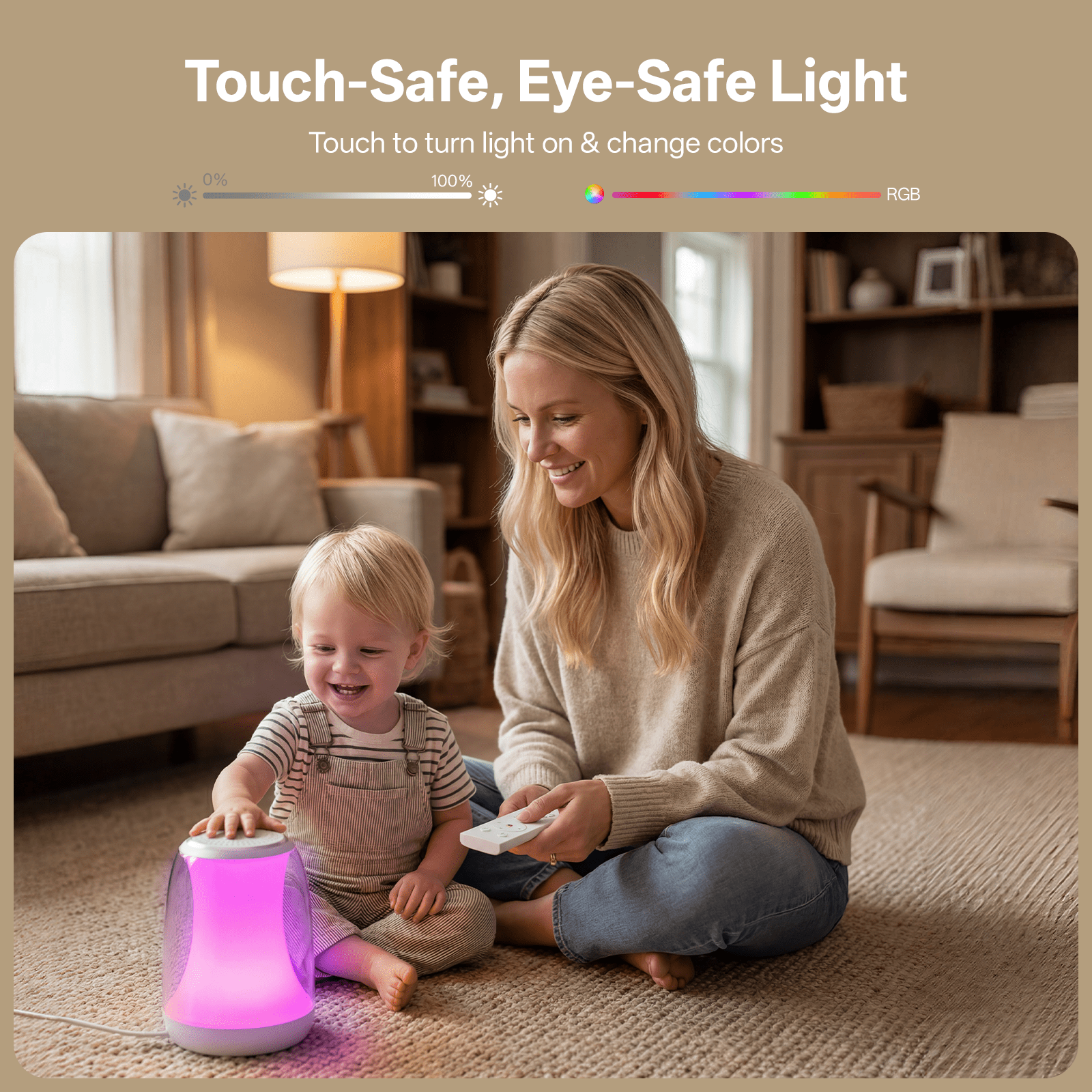 Hotmoon Baby Nursery Night Light Sleep Sound Machine, 27 Soothing Sounds, 8 Color-Changing, RF Remote Control, Timer, Child Nursing, Toddler Soothing