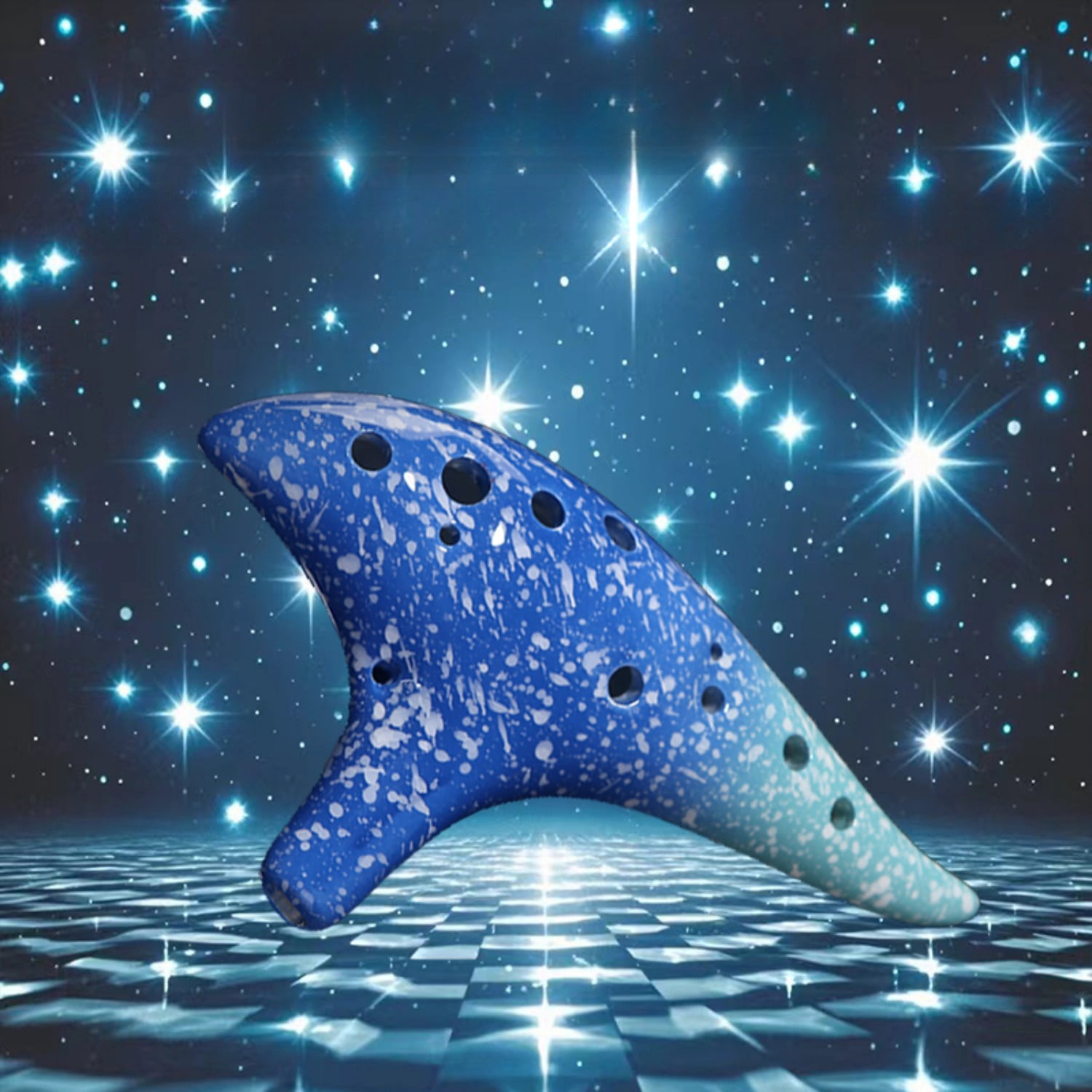 12 Hole Ceramic Ocarina Alto C Key Beginner Flute Instrument Starry Sky Glaze with Tutorial Music Practice Gift