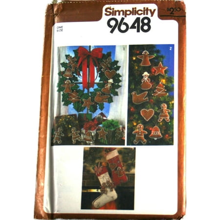 Christmas Stocking Panels To Sew 9648 Sewing Pattern Christmas Ornaments, Wreath and Stockings Size One, Out of Print Sewing Pattern By Simplicity From USA ()