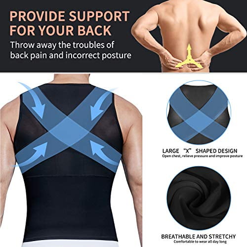 MISS MOLY Compression Shirts for Men to Hide Gynecomastia Moobs Slimming Body Shaper Vest Abs Tank Top Undershirt 