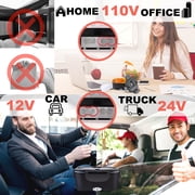 Electric Lunch Box, Portable Food Heater for Adults, Fast Heating Food Warmer for Car Truck Home Office 110V/12V/24V with 1.8L 304 Stainless Steel Container, Fork Spoon and Bag