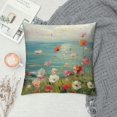 thumbnail image 2 of Creowell Car Couch Bedroom Short Plush Pillowcase Beach Colorful Flower Pillow Covers Poppies Throw Pillows White, 2 of 5