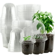 Fabulas Plant Nursery Pots Variety Pack 5/4/3.5 inch Seedling Pot, Clear Plastic Planting Pot 36 Sets with 24 Humidity Dome