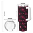 thumbnail image 4 of Fuzoiu Red Skulls Print 40OZ Ice Bully Stainless Steel Insulated Cup with Handle and Straw - Perfect for Travel and Sports, 4 of 8