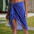 thumbnail image 2 of RUTAYY Beach Skirt Coverup Wrap Bikini Women Swimwear Tassels Shawl Sunscreen Swimsuit Skirt Solid Color Smocked Boho Pleated Skirts, 2 of 8