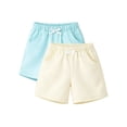 thumbnail image 4 of HILEELANG Toddler and Little Girls Cotton Shorts 2-Pack with Pockets, Off-White and Green, 2-7Y, 4 of 11