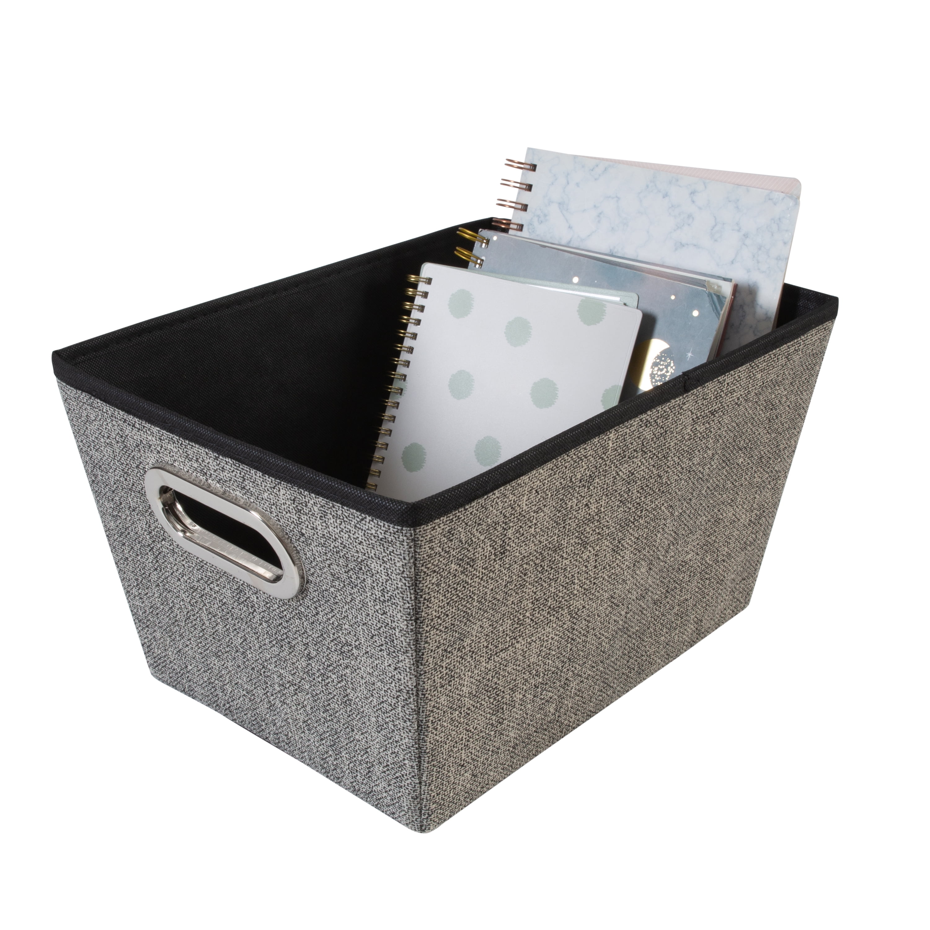 Simplify 4.32 Gallon Medium Grommet Plastic Storage Bins, Black