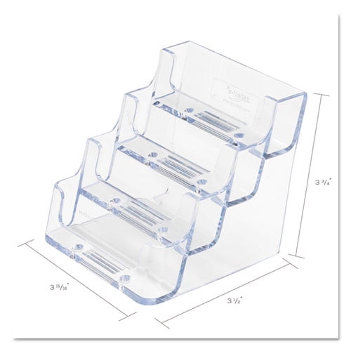 4-Pocket Business Card Holder, Holds 200 Cards, 3.94 X 3.5 X 3.75, Plastic, Clear | Bundle of 2 Each