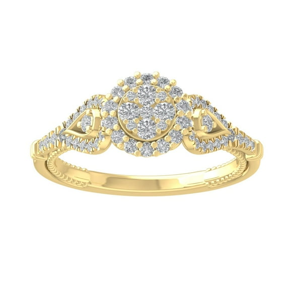 ARAIYA FINE JEWELRY 14K Yellow Gold Round-shape Diamond Composite Ring (1/2 cttw, I2-I3 Clarity, I-J Color) Size 6