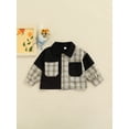 thumbnail image 2 of Seyurigaoka Toddler Boys, Girls Buttons Shirts, Baby Contrast Color Patchwork Plaid Blouse, 2 of 9