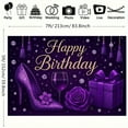 thumbnail image 2 of Purple Happy Birthday Backdrop Purple Rose Heels Birthday Photography Background Glitter Stars Diamond Birthday Party Decorations Banner Supplies Photo Booth Props, 2 of 6