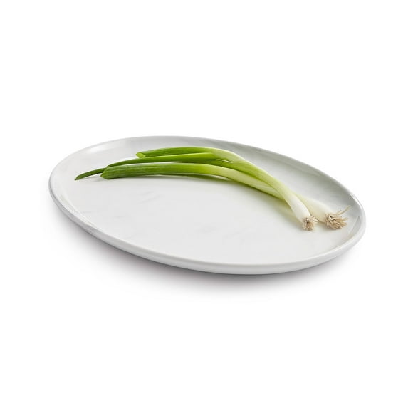 Hotel Collection Plateau Ovale Moderne Marbre 14, Blanc