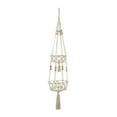 thumbnail image 6 of DecMode 10" x 10" x 49" Round White Fabric Handmade Hanging Macrame Wall Planter, 6 of 7