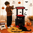 thumbnail image 3 of PAWZ Road Cat Tree 33" Gothic Cat Scratching Posts Tower with Large Top Perch and Hammock for Medium Indoor Cats, Black, 3 of 11