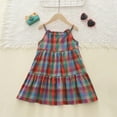 thumbnail image 2 of Girls Clothes 5 Years Old Girls Clothes Age 6 Girls Summer Beach Dress Colorful Plaid With Spaghetti Straps For Kids, 2 of 8