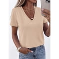 thumbnail image 2 of FreshPretty V Neck T Shirts for Women Summer Tops Spring Short Sleeve Dressy Casual Blouses Basic Tees Fashion Clothing, 2 of 7