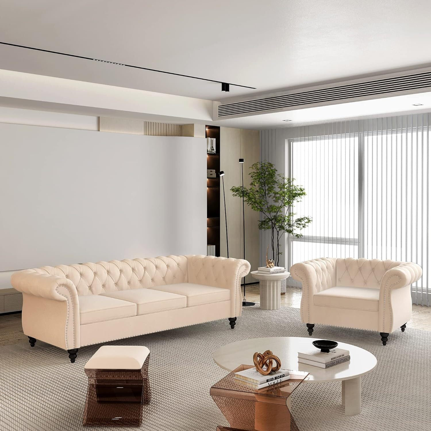 Giratree Living Room Furniture Sets, 3 Piece Sofa Sets for Living Room, 1+2+3 Seat Beige