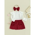 thumbnail image 3 of Suealasg Kids Girls Spring Skirt Outfits 3pcs Toddler Baby Girls Clothes 3M 6M 9M 1T 2T 3T 4T Little Girls Flying Sleeve Ribbed Tops and Corduroy Mini Skirt Headband Set, 3 of 9