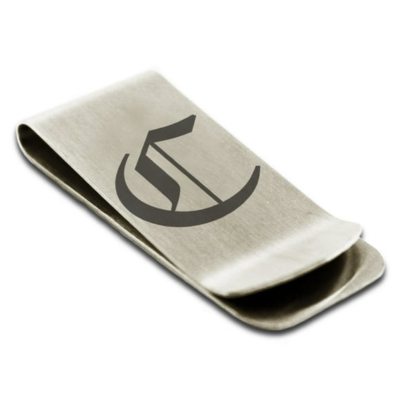 Tioneer Stainless Steel Letter C Initial Old English Monogram Engraved Engraved Money Clip Credit Card Holder