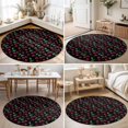 thumbnail image 4 of Round Rugs 4Ft, Red Cherry Round Area Rug Washable Indoor Throw Carpet, Green Botanical Leaves Classic Soft Non Slip Circle Rug for Kitchen Nursery Room Home Decor Aesthetic, 4 of 8