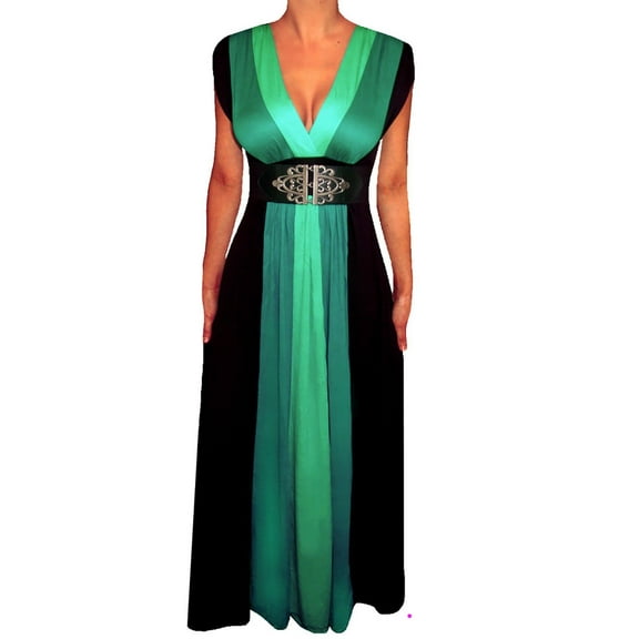 Plus Size Clothing Women Black Slimming Block Maxi Dress New Made in USA