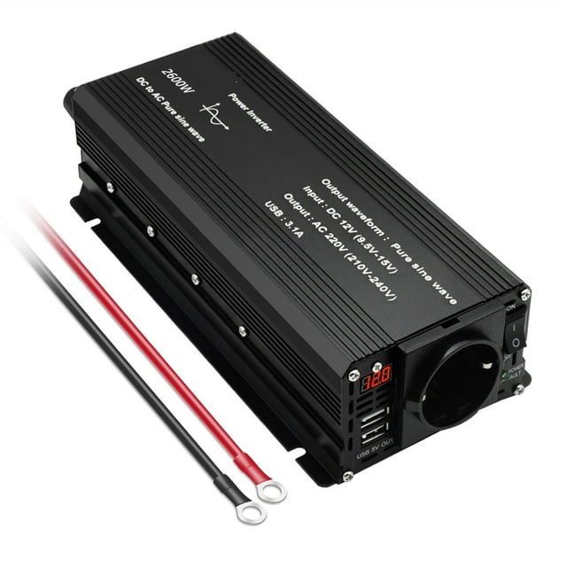 Pure Sine Wave Inverter 1500W/2200W/2600W Converter 12V To 220 230 12 Volts Solar Transformer Led Voltmeter Inversor ,Safety