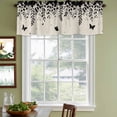 thumbnail image 5 of 2 Panels Spring Botanical Valance for Windows, Black Eucalyptus Butterfly Rustic Light Filtering Kitchen Curtains, Rod Pocket Window Treatment Curtain Valances for Living Room Bedroom, 54"x18", 5 of 9