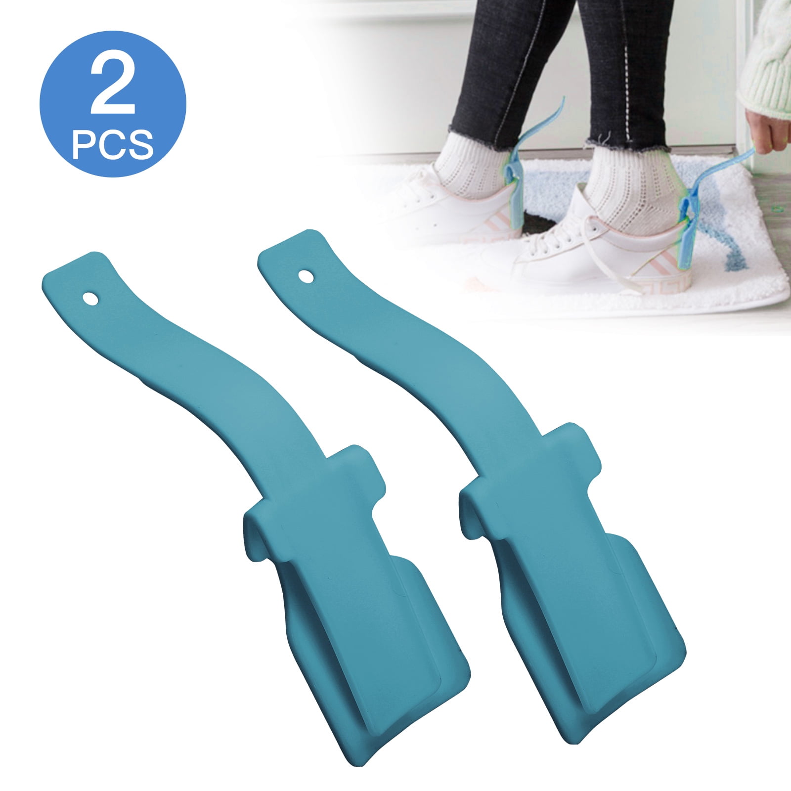 Plastic Shoehorn for Men Fits for All Shoes Women and Kids 1 PC Blue Handled Shoe Horn Portable Sock Slider Lazy Shoe Helper Shoe Lifting Helper Easy on Easy Off
